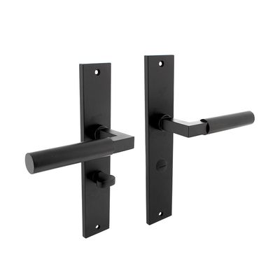 Intersteel Deurklink Bau-Stil op schild WC slot 63mm mat zwart
