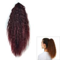 Natuurlijke retro korte krullend haar clip-on Corn Blanching paardestaart pruik (wijn rood)