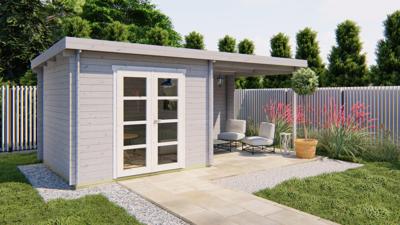 Blokhut - Tuinhuis Hasse | 28 mm | vuren grijs geïmpregneerd