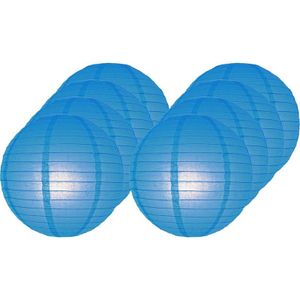 8x Blauwe lampionnen rond 25 cm   -