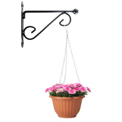 Hangpot + Muurhaak Lucca - terracotta - D25 cm - kunststof - metaal - tuinaccessoires