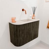 Toiletmeubel Mondiaz Joya Dlux | 63.2 cm | Meubelkleur Shadow | Faye wastafel Meli Wasbak Midden | Zonder kraangat(en)