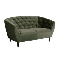 Leen Bakker - Bank Thyrza 2-zits - Fluweel - Velvet - Groen - 84x150x78 Cm