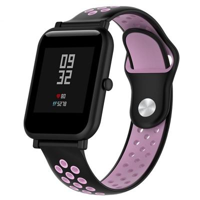 Dubbele kleur siliconen Sport polsband voor Huawei Watch serie 1 18mm (zwart roze)