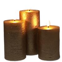 LED kaarsen/stompkaarsen - set van 3x - goud - wax - met timer - D7 cm