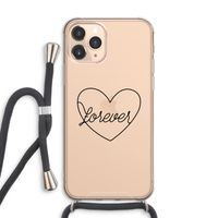 Forever heart black: iPhone 11 Pro Max Transparant Hoesje met koord