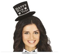 Diadeem Mini Hoedje 'Happy New Year' Zilver