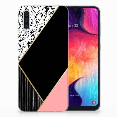 Samsung Galaxy A50 | TPU Hoesje | Zwart Roze Vormen