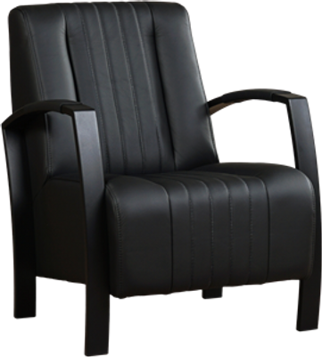 Zwarte leren industriële stalen fauteuil Glamour - Toledo Leer Nero (zwart leer)