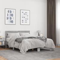 Bedframe bewerkt hout metaal grijs sonoma eiken 140x200 cm