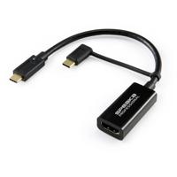 SpeaKa Professional SP-9015340 HDMI Adapterkabel [1x HDMI-bus - 1x USB-C stekker] Zwart Afscherming gevlochten 15.00 cm