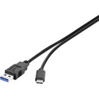 Renkforce USB-kabel USB 3.2 Gen1 (USB 3.0 / USB 3.1 Gen1) USB-A stekker, USB-C stekker 0.50 m Zwart Vergulde steekcontacten RF-4381077