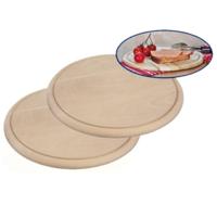 Serveer plank - 2x - rond - 28 cm - hout - ham plankje - broodplank - hapjes serveerplanken