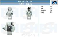Starter Kubota 0.8 kw 690003092130
