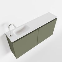 Toiletmeubel Mondiaz Ture | 100 cm | Meubelkleur Army | Eden wastafel Talc Links | 1 kraangat