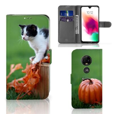 Motorola Moto G7 | G7 Plus | Telefoonhoesje | Met pasjeshouder | Kitten