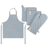 Walra Keukenset Cook - Schort, Pannenlappen & Ovenwant Jeans Blauw Walra Keukenset Cook - Schort, Pannenlappen & Ovenwant Jeans Blauw