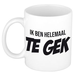 Ik ben helemaal te gek mok / beker wit cadeau collega 300 ml