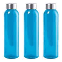 Waterfles/drinkfles AQUAMAN - 6x - glas - Blauw - met RVS dop - 500 ml - Sportfles - Bidon