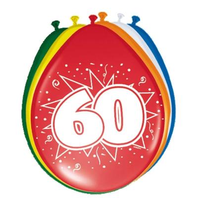 Folat Verjaardag leeftijd ballonnen - 60 jaar - 16x stuks - mix kleuren - feestartikelen/versiering Folat Verjaardag leeftijd ballonnen - 60 jaar - 16x stuks - mix kleuren - feestartikelen/versiering