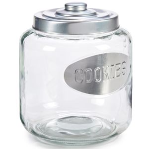 Glazen koektrommel/snoepjes/koekjes voorraad pot met zilverkleurige deksel 400 ml