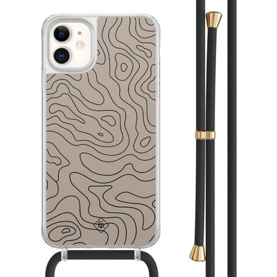 iPhone 11 hoesje met zwart koord - Abstract lines
