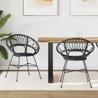 Eetkamerstoel 2 pcs Zwart 65 x 55,5 x 81 cm Riet en IJzer