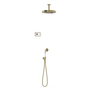 Regendouche set electronisch Tres Shower Technology Classic | Inbouw | Thermostaatkraan | 2-weg | Vintage | Messing oud