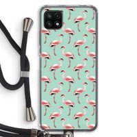 Flamingoprint groen: Samsung Galaxy A22 5G Transparant Hoesje met koord
