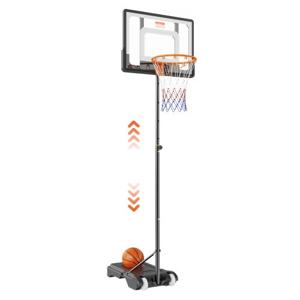 VEVOR basketbalring outdoor basketbalstandaard 60-84" verstelbare hoogte, basketbalsysteem zwart weerbestendig roestbestendig, basketbalringstandaard met water- of zandmobiel