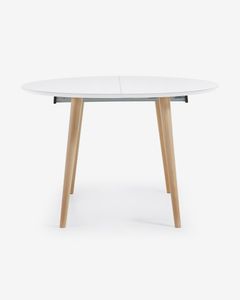 Kave Home Uitschuifbare Ronde Eettafel Oqui, 120 - 200 x 120cm - Wit