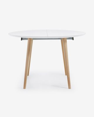 Kave Home Kave Home Eettafel Oqui, Oqui ronde uittrekbare tafel, gelakt mdf en massief beukenhouten poten 120(200)x120 cm (mtk0006)
