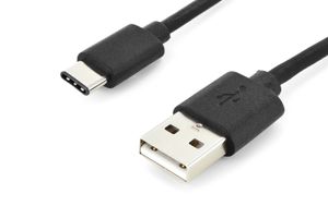 Digitus USB-kabel USB 2.0 USB-C stekker, USB-A stekker 1.80 m Zwart Afgeschermd AK-300154-018-S