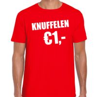 Fun t-shirt knuffelen 1 euro rood voor heren