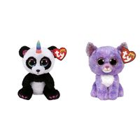 Ty - Knuffel - Beanie Boo's - Paris Panda & Cassidy Cat