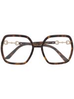 Gucci Eyewear lunettes de vue Horsebit à monture oversize - Marron