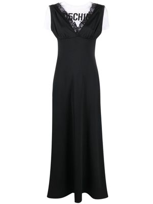 MOSCHINO JEANS robe longue à logo imprimé - Noir