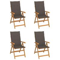 Tuinstoelen 4 st met taupe kussens massief teakhout