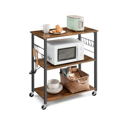 Oprolbaar keukenrek industrieel design, Vintage bruin + Zwart