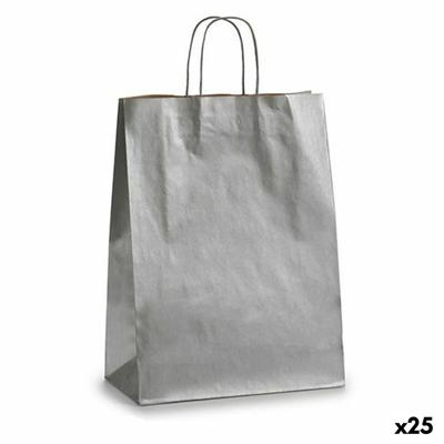 Papieren Zak 32 X 12 X 50 cm Zilverkleurig (25 Stuks)