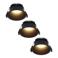 Set van 3 Finn LED inbouwspots - 10 Watt 900lm - 2700K warm wit - Dimbaar - Rond - Verzonken - IP44 waterdicht - Zwart - Voor binnen, buiten en badkamer