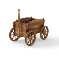 Houten Plantenbak Rustieke Bloemenwagen met Wielen en Handvat Decoratieve Bloemenstandaard