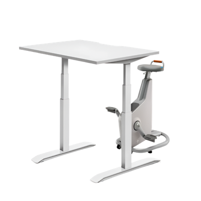 LifeSpan Ampera Bike Desk Glacier White with Standing Desk