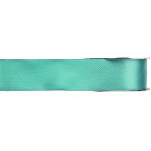 1x Mintgroene satijnlint rollen 1,5 cm x 25 meter cadeaulint verpakkingsmateriaal   -