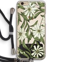 Wit bloemenpatroon: iPhone 6 / 6S Transparant Hoesje met koord