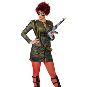 Carnaval verkleed accessoires wapens set - Soldaten machinegeweer 69 cm - kogelsriem