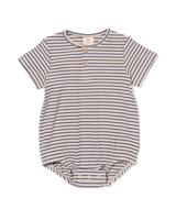 HEMA Newborn Romper Rib Strepen Donkergrijs (donkergrijs)