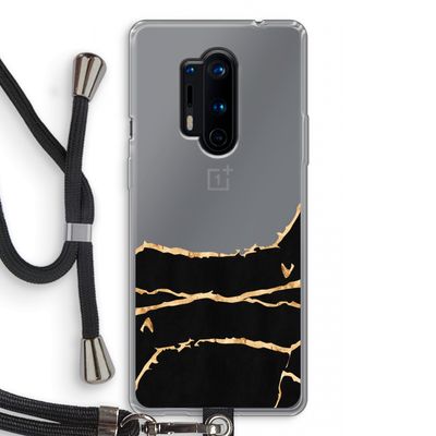 Gouden marmer: OnePlus 8 Pro Transparant Hoesje met koord