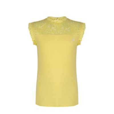 Indian Blue Jeans top met kant lichtgeel