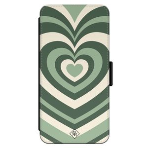 iPhone 14 Pro flipcase - Hart swirl groen